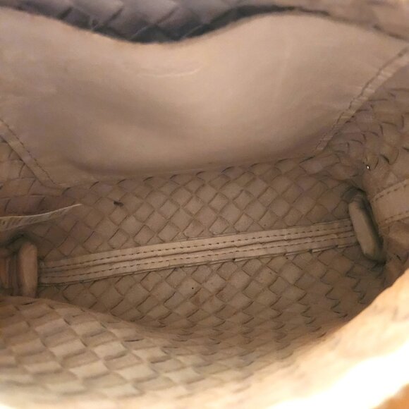 J. Crew The Puff Woven Crossbody Bag in Handwoven Leather in Greige 9" x 7" x 2" - Picture 9 of 10